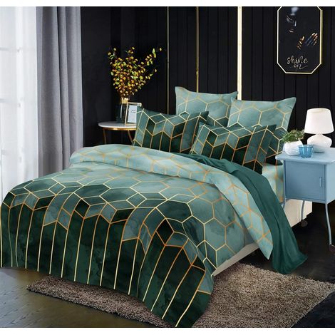 MINKUROW, Ropa De Cama A Rayas Verde Oscuro, 135x200, Juego De Cama De Microfibra De 2 Piezas, Funda De Edredón, Funda De Edredón Geométrica, Funda De Edredón Moderna, Ropa De Cama (1/5)