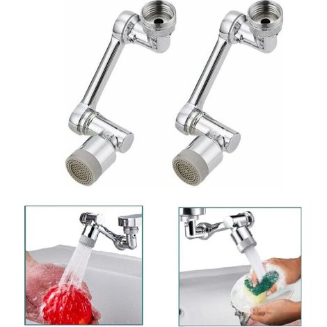 Schwenkbarer 1080°-Spültischarmatur-Luftsprudler, spritzwassergeschützte Messing-Armaturenverlängerung mit 2 Wasserauslassmodi, für Küche und Bad, 2er-Pack (1/5)