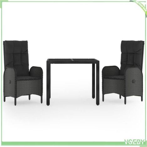 Ensemble de salle à manger de jardin - FAFEICY - 3185053 - Noir - chaises inclinables - coussins rembourrés (1/5)