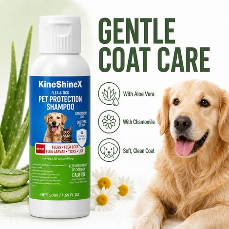 KineShineX Pet Protective Shampoo, geeignet für Katzen und Hunde, reinigt, desodoriert und pflegt sanft und beruhigend. (1/4)