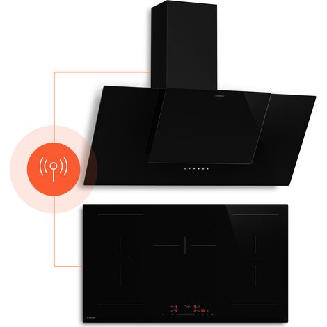 Klarstein HaloSync Induktionskochfeld mit Dunstabzug 90 cm – 5 Zonen, 11400W Boost, Touch-Slider, Flexzonen, Timer, Kindersicherung, Restwärmeanzeige, integrierter Dunstabzug (1/5)