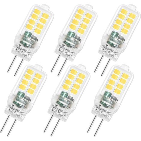 G4 12V 3W LED-Lampe, nicht dimmbar, 16 SMD, 300 lm, Kaltweiß (6000 K), entspricht einer 25W G4-Halogenlampe, G4-LED-Lampe für Kronleuchter, Gartenbeleuchtung, Schrankbeleuchtung, Schlafzimmer, 6er-Pac