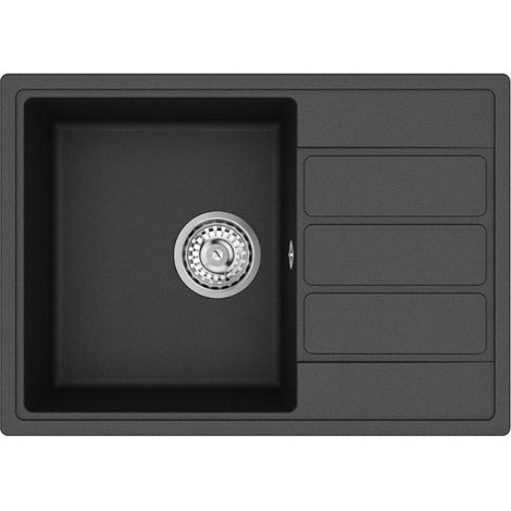 Swiss Aqua Technologies Fregadero 62x44 cm con escurridor reversible en Granito, encastrable, negro (SATSINKGE2B) (1/4)