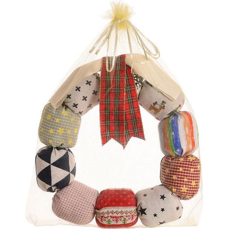 Guirlande De Noël En Tissu - 28 Cm De Diamètre - Pour Porte Fenêtre Mur Intérieur Extérieur - Décoration De Fête - 1 Pièce (1/4)