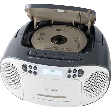 Reflexion RCR2260DAB/GR, Radio estéreo portátil para CD/MP3, USB, Dab+, (2 x 12 W máx. Potencia Musical), Conector AUX IN de 3,5 mm y Salida de Auriculares de 3,5 mm, Pantalla LCD Digital, Color Gris