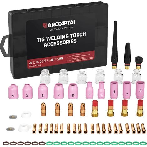 Kit d'accessoires pour torche de soudage TIG, construction en cuivre pur, large compatibilité, 71 Pcs (1/2)