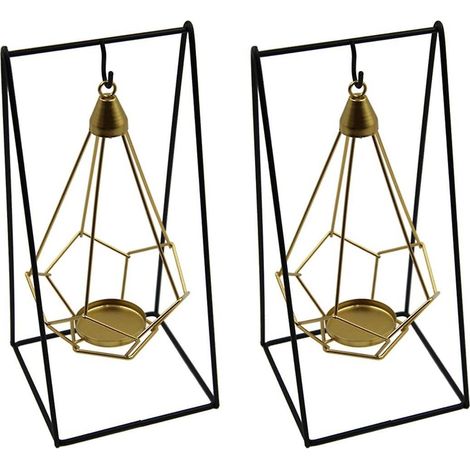 Chandelier en fer forgé, chandelier géométrique suspendu avec support en fer noir, chandelier romantique de luxe (1/5)