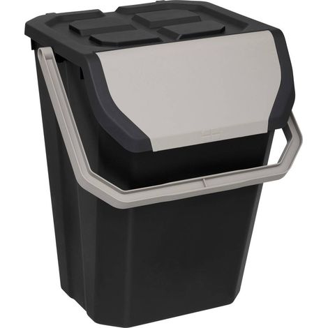 5Five Simply Smart – Poubelle tri sélectif 37l en polypropylène recyclé – Système d'ouverture double – Autocollants pour tri déchets – Dimensions 38x37.7x46.5cm - TRI 37 L EN (1/5)