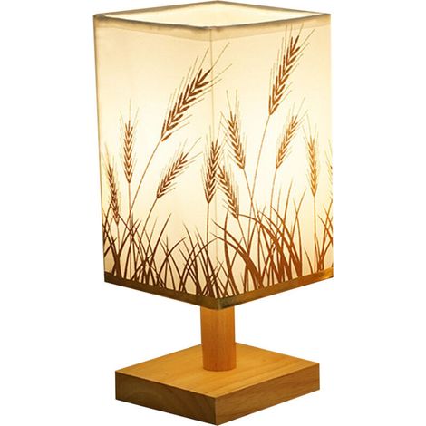 Lampe de Chevet à LED Protection des Yeux, Abat-Jour en Tissu avec USB, Lumière Fixe Moderne pour Chambre ou Bureau, Design Minimaliste Épi de Blé