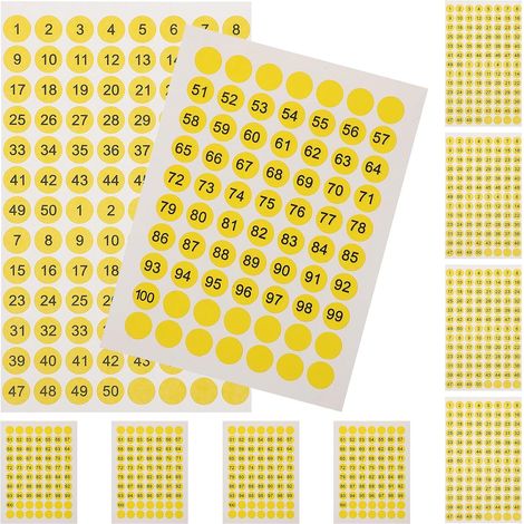 Selbstklebende Runde Nummernaufkleber 10 Bögen Ablösbar für