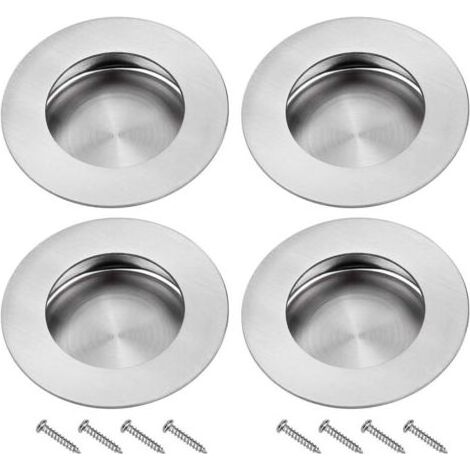 Poignee Porte Coulissante Encastrées en Acier 304 Inoxydable Poignées Rondes à Rainures Invisibles pour Porte Coulissante Armoire Extrait Tiroir 4PC (1/5)
