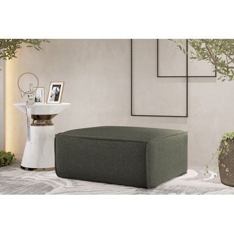 Polsterhocker Designerhocker CELES PREMIUM 85x85 cm Stoff Ascot Bukla Moosgrün (1/3)