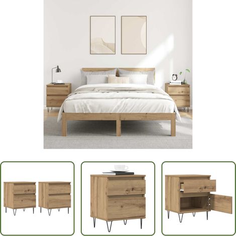 vidaXL Holz Nachttisch -  Nachttische 2 Stk. Artisan-Eiche 40x35x50 cm Holzwerkstoff (1/5)