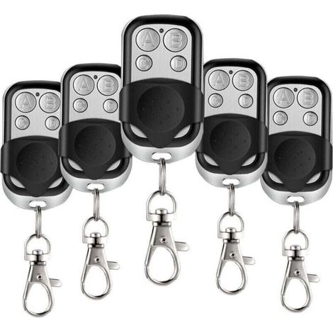 5 Pcs Telecommande Universelle Portail, XU, 433,92 MHz Commande à distance Garage sans Fil à 4 Boutons avec Couvercle Coulissant Porte Clés pour Porte Garage Électrique --Crezuo (1/4)