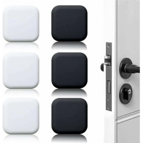Butée de porte murale blanche/noire 45 mm x 45 mm, lot de 6, butées de porte en caoutchouc auto-adhésives, butées de poignée de porte (1/5)