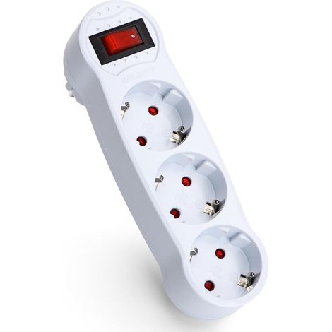 Aigostar Adattatore prese europee con 1 presa e interruttore, presa da parete con protezione per bambini, 16 A, 250 V, bianco (3 Schuko-A, 1 pezzo) (1/5)