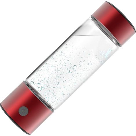 Bouteille d'eau à hydrogène portable 460 ml, technologie SPE PEM pour booster le métabolisme et l'immunité, rechargeable par USB, rouge (1/5)