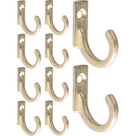 Lot de 10 Crochets Muraux Mini en Alliage de Zinc Doré, Style Vintage Rétro, pour Suspendre Manteaux et Écharpes, Installation Murale Robuste, Salle de Bain ou Salon (1/5)