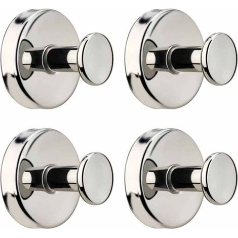 Lot de 4 crochets à ventouse en acier inoxydable étanche et résistant pour serviette, crochet à ventouse étanche, crochet amovible et réutilisable pour salle de bain, cuisine, porte en