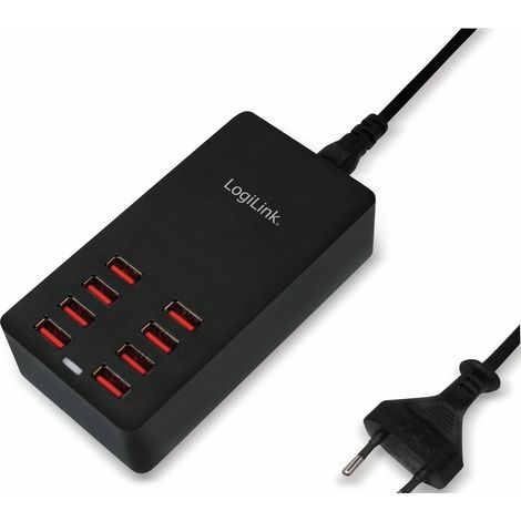 LogiLink PA0140 USB Ladestation 44 W 8x USB-A Schwarz Innenbereich Auto-Detect (1/5)