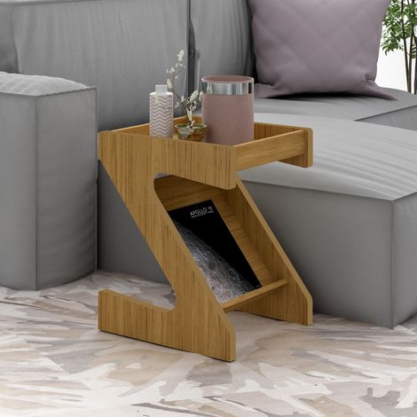 Naples Z Side Table - L40 x W45 x H55.5 cm - Oak Effect (1/5)