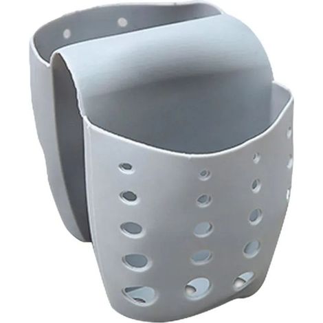 Organiseur d'évier : panier récupérateur, passoire en selle, égouttoir flexible, porte-éponge et vidange à trous. - Gris - Gris (1/5)