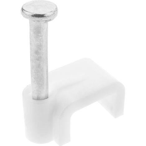 BeMatik - Abrazadera de clavo para cable plano 7x4 mm paquete de 25 unidades blanco