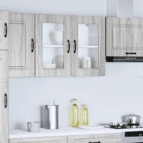 vidaXL Kitchen Wall Cabinet with Glass Door "Kalmar" Grey Sonoma (1/5)