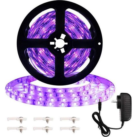 Ruban Lumineux UV - 5 m - 300 LED 2835 - Tension Continue 12 V - Flexible - Pour Effets Spéciaux et Décorations Festives (1/5)