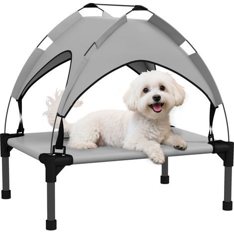 Cesto per cani con tetto, da esterno, portatile, idrorepellente, fino a 30 kg, 61 x 46 x 63 cm, grigio chiaro (1/5)