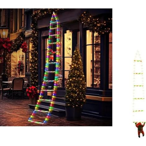 Lumières LED Féeriques Échelle Père Noël 3M, Guirlande Lumineuse de Noël Décorations de Noël Exterieur,Avec Père Noël Grimpant (1/5)