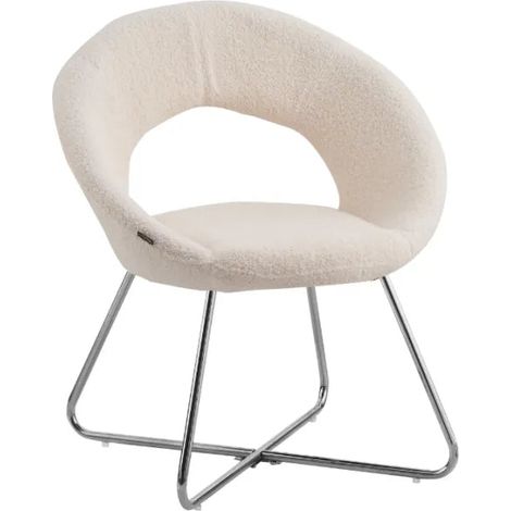 Lot de 4 Chaises BUBBLE Chrome velours - Blanc doudou