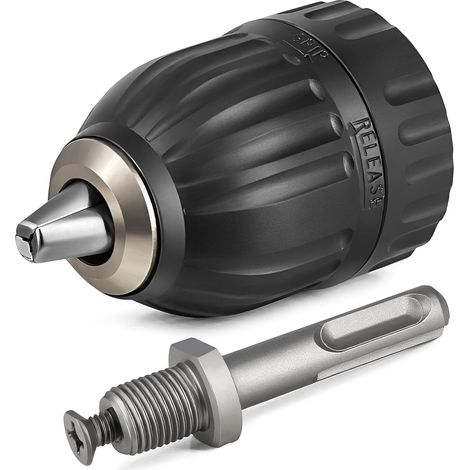 Mandrin de perceuse auto-serrant 1,5-13 mm – Adaptateur SDS-Plus – Compatible forets Bosch, Metabo, Makita – Tête ergonomique - 2-20UNF