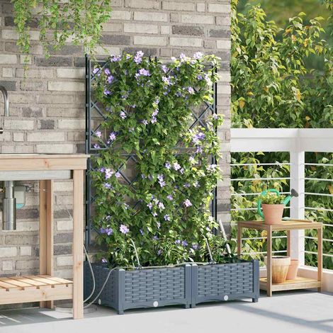 Garten-Pflanzgefäß 2 pcs Hellgrau Kunststoff
