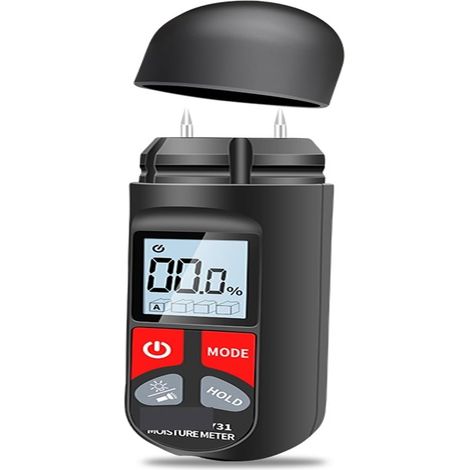 Humidimètre Testeur d'humidité de papier de compteur d'humidité du bois numérique avec écran LCD Hygromètre mural portable Détecteur d'humidité du bois 0-99,9% (1/5)