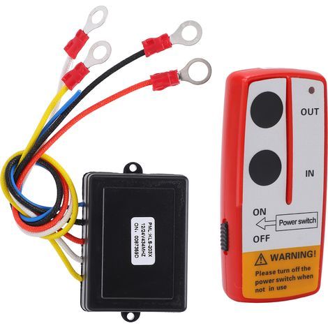 Kit de commande à distance sans fil universel pour treuil avec récepteur 12 V/24 V pour camion, Jeep, VTT, SUV (rouge) (1/5)