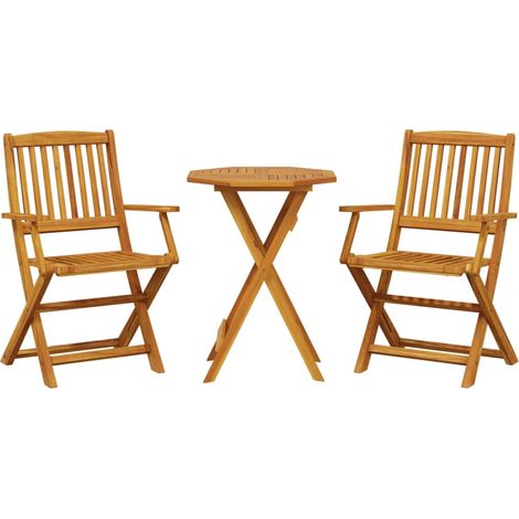 Ensemble de bistro pliable 3 pcs，Salon de jardin bois d'acacia solide CFW44692 (1/5)