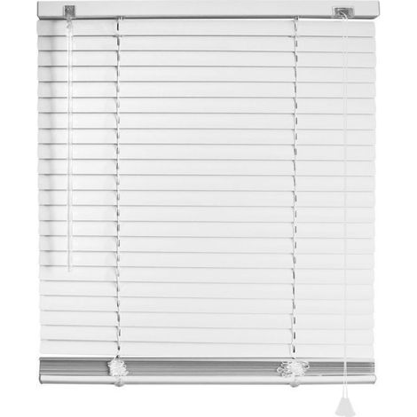 Store vénitien alu blanc 42x150cm – Lamelles 25mm – Contrôle de la luminosité – Facile à nettoyer et à utiliser – Ateliers 28
