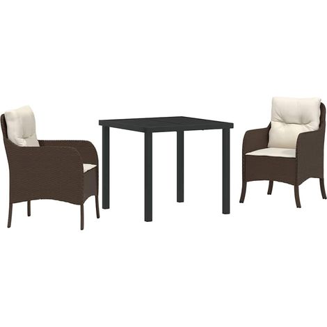 Maison Exclusive - Conjunto de Comedor de Jardín 3 uds. Marrón ra (1/5)