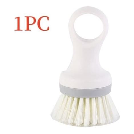 SABIR-Brosse à vaisselle, brosse palmaire, brosse de nettoyage multifonctionnelle pour la cuisine, brosse à récurer, ronde, avec manche, pour casseroles, vaisselle, éviers (1/4)
