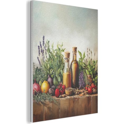 CUADRO ACÚSTICO Naturaleza muerta - Hierbas - Especias - Fruta - Colorido Cuadros de Pared 70x100 (1/5)