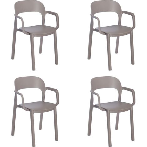 Set 4 sillas con brazos interior, exterior chocolate ONA garbar (1/5)