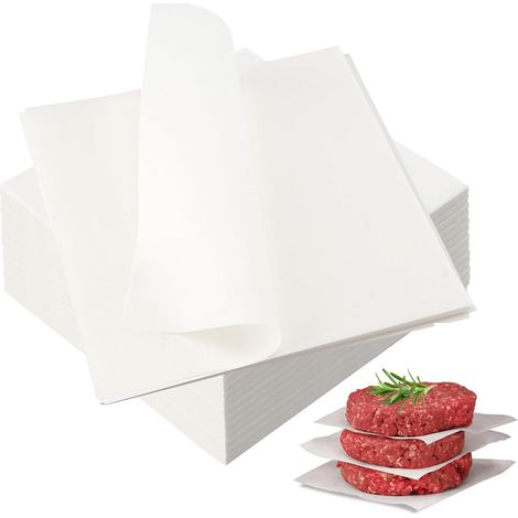 1000 feuilles de papier sulfurisé 15x15 cm pour presse à hamburger, antiadhésif, cuisson steak haché et cheeseburger. (1/5)