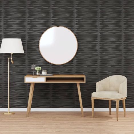 48 pz Pannelli Murali,Pannelli a Parete,Pannelli decorativi per interni Neri 50x50 cm EPS 12 m² Pietra BEV76770 BonneVie (1/5)