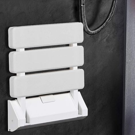 Siège de Douche Mural Repliable/Rabattable Salle de Bain,Planche pour Baignoire orthopédique Siège de Bain antidérapant Poids,Tabouret de Douche Ergonomique Pieds(33 32 5 cm (Blanc)) (1/5)