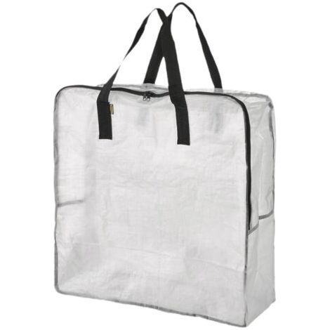 Sollbry Sac De Rangement Transparent En Lot De 2, Grand Sac Demenagement 62x62cm Avec Poignée De Transport, Sac Rangement Vêtements, Jouets, Couette Pour Buanderie, Garage Ou Grenier