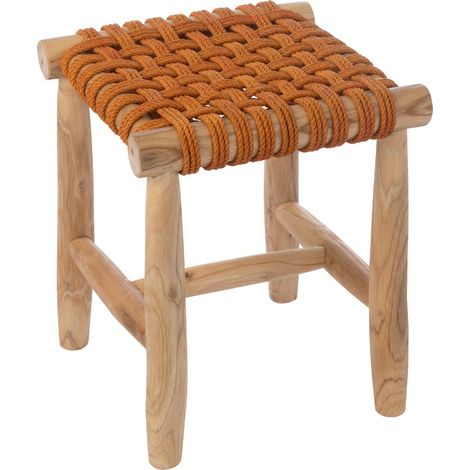 Tabouret en Teck "Erin" 45cm Orange
