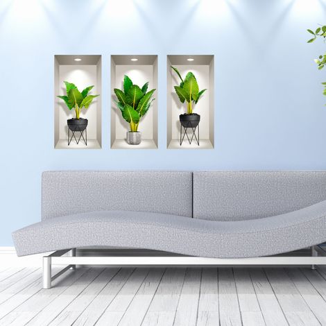 Sticker 3D plantes déco séjour 80 x 120 cm (1/4)