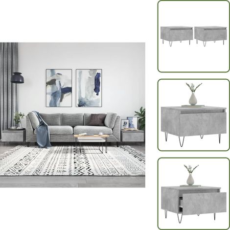 Couchtische 2 Stk. Betongrau 50x46x35 cm Holzwerkstoff - Elegante Couchtische - Wohnzimmerstil - Holzwerkstoff Möbel - Couchtisch Set - Beistelltisch Mit Schublade (1/5)