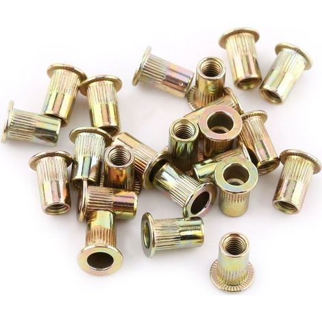 Écrou à sertir à col plat en acier carbone M3-M12, boulon fileté rivet Flange Rivnut Nutsert (M3 x 100 pièces) (1/2)